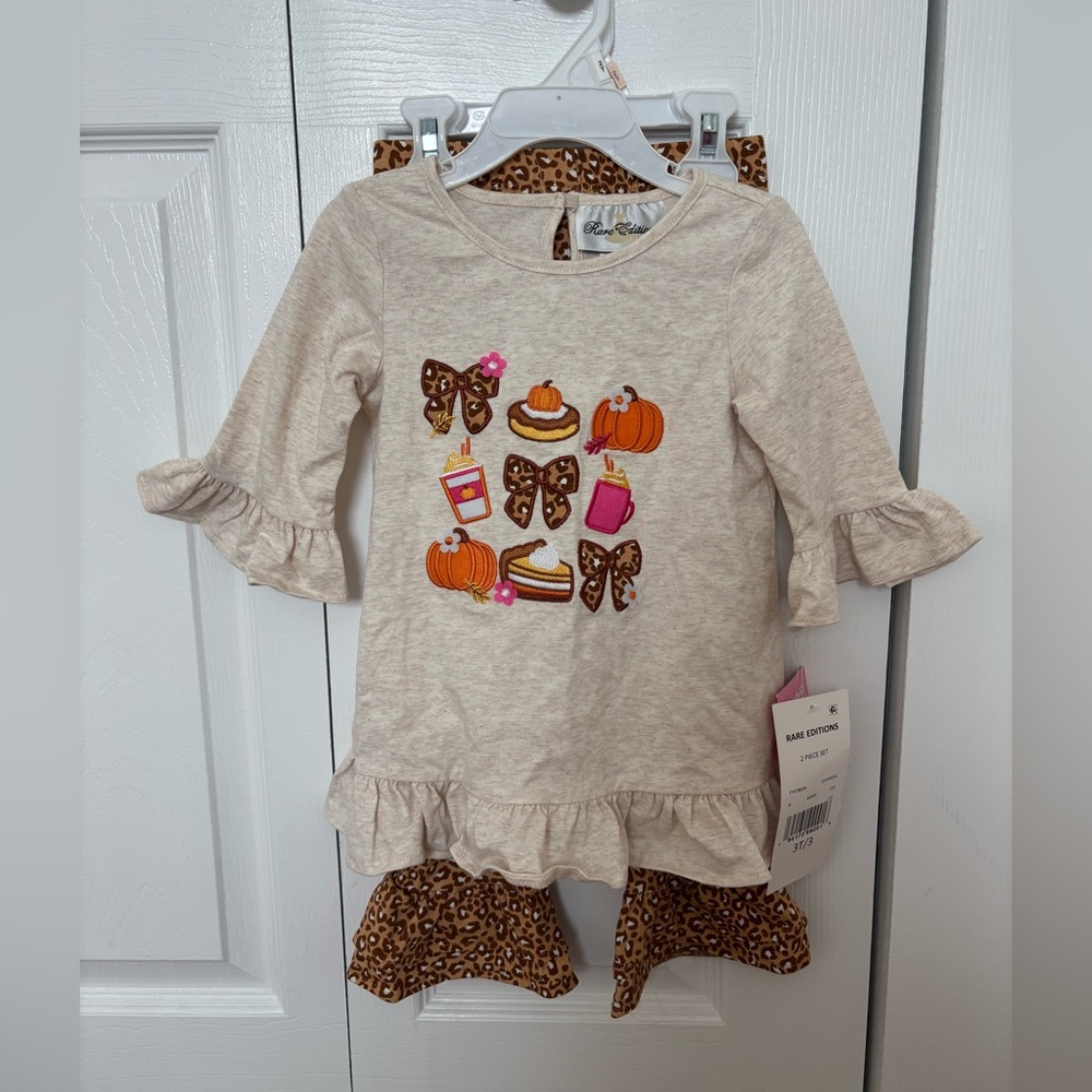 Rare Editions Cream and Brown Girls' Outfit